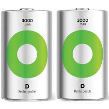 זוג סוללות נטענות 1.2V 3000mA D NiMH