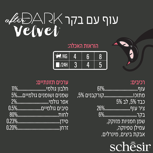 מעדן לחתול שזיר אפטר דארק מוס עוף ובקר 80 גרם