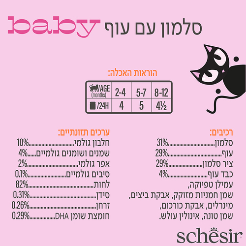 מעדן לחתול שזיר חתלתולים מוס סלמון 70 גרם