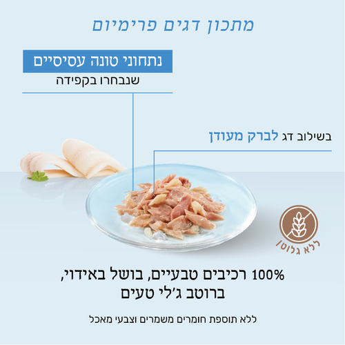 מעדן לחתול שזיר מעדן טונה עם לברק 85 גרם
