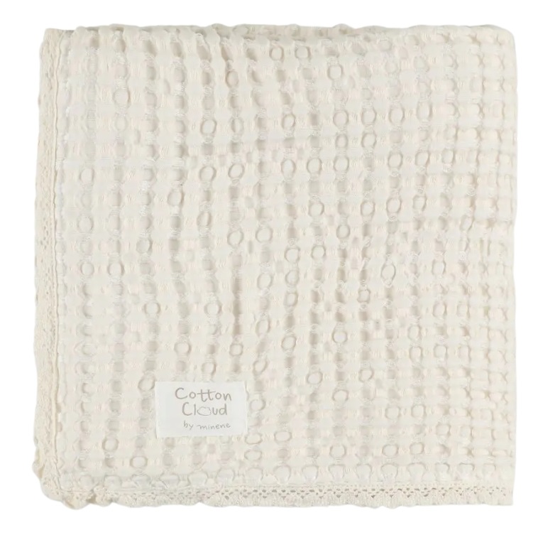 שמיכת פיקה גדולה 150/100 קולקציית Cotton Cloud בצבע שמנת מיננה