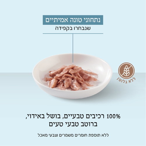 מעדן לחתול שזיר מעדן שזיר מעדן טונה טבעי 85 גרם