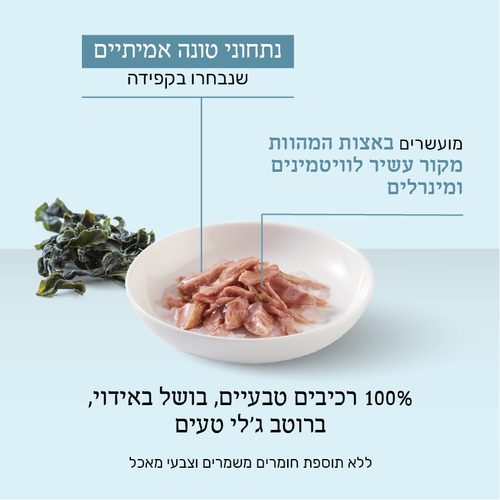 מעדן לחתול שזיר מעדן טונה עם אצות בג'לי 85 גרם