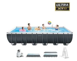 בריכת עמודים מלבנית אולטרה 732/366/132 ס"מ+מ. חול  2100 גלון INTEX 26364 (יבואן רשמי)