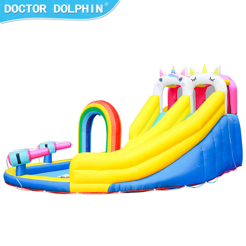 מתנפח מגלשה+בריכה חדקרן Doctor Dolphin 73041 