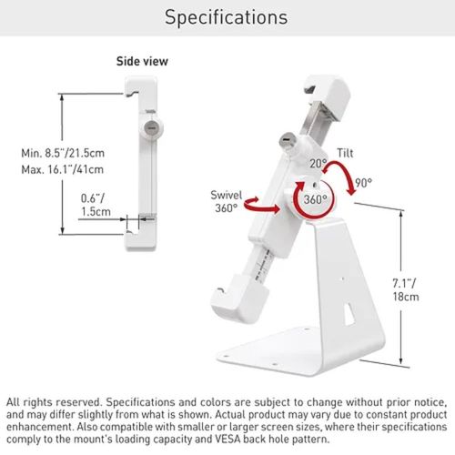 סטנד שולחני ברקן עם נעילה נגד גניבה לטאבלט 7 - 14 אינץ'