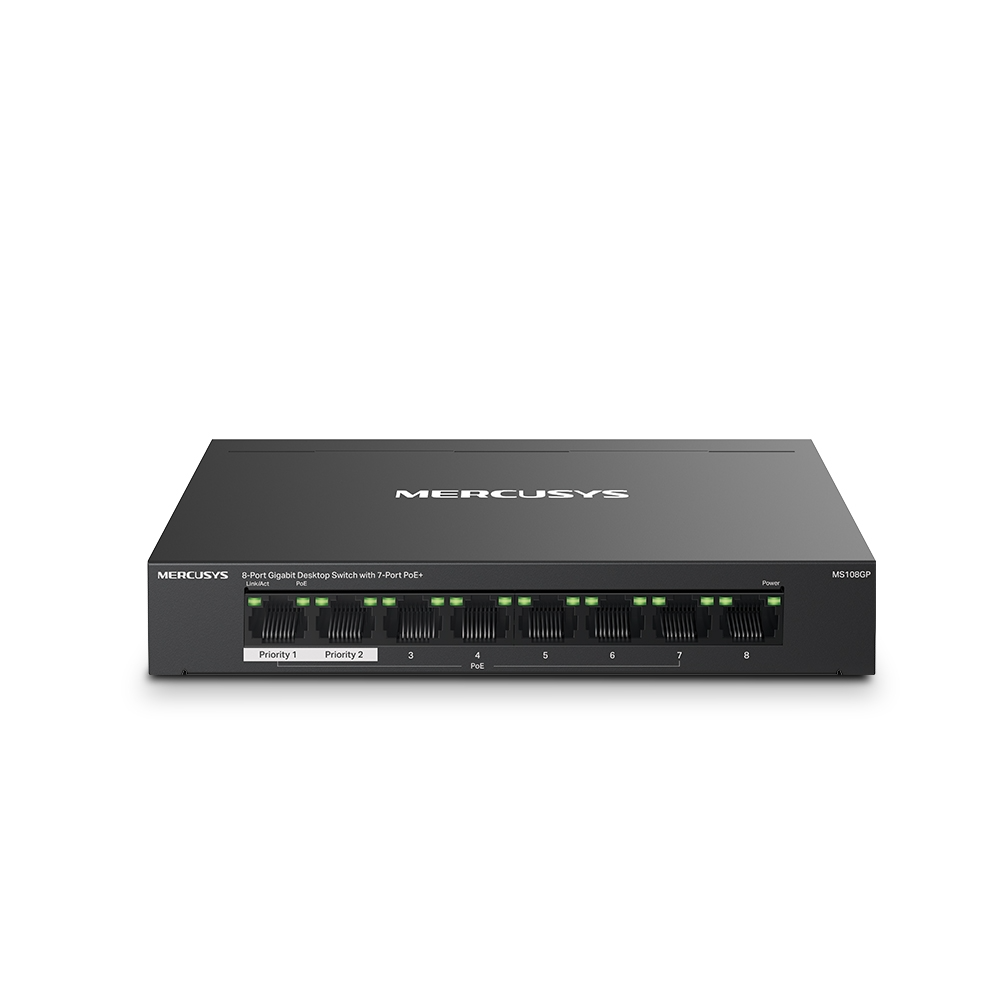 מתג לא מנוהל Mercusys MS108GP 8-Port Gigabit Desktop Switch with 7-Ports PoE