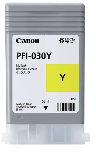 דיו צהוב לפלוטר קנון PFI-030Y - Yellow Ink Tank 130ml