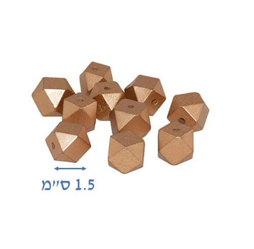 חרוזי עץ מצולעים  1.5 ס
