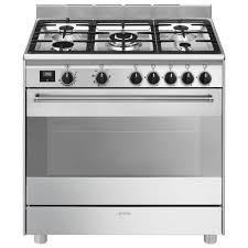 תנור משולב כיריים BG91 נירוסטה מוברשת Smeg