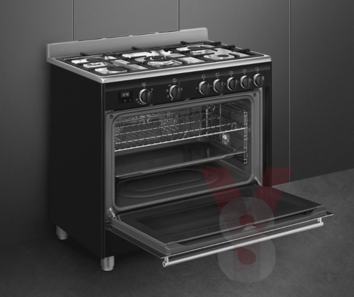 תנור משולב כיריים BG91 שחור מט  Smeg