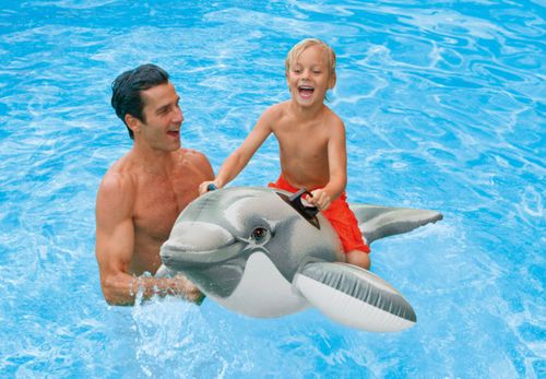 דולפין מתנפח קטן לרכיבה בבריכה ובים עם ידיות אחיזה דגם 58523 (מגוון צבעים)