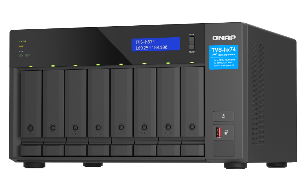מערכת איחסון QNAP TVS-h874-i5-32G 8Bays 2xNVMe-Slots 32GB-RAM Tower NAS 