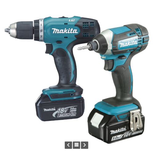  סט 2 כלים 18V נטען עם 2 סוללות 1.5A ומטען במזוודה קשיחה מהודרת MAKITA DLX2141Y01 / DLX2141Q1 מקיטה