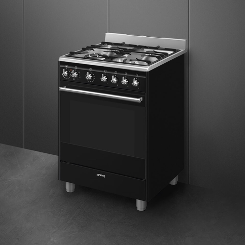 תנור משולב כיריים גז 4 להבות Smeg סמג Classica SSA60MBL2 שחור