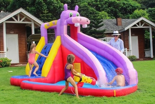 מתקן קפיצה מתנפח עם מים בינוני היפופוטם JUMPER שיכשוכית+מגלשה+קיר טיפוס דגם 63100 