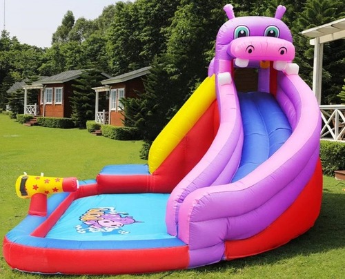 מתקן קפיצה מתנפח עם מים בינוני היפופוטם JUMPER שיכשוכית+מגלשה+קיר טיפוס דגם 63100 