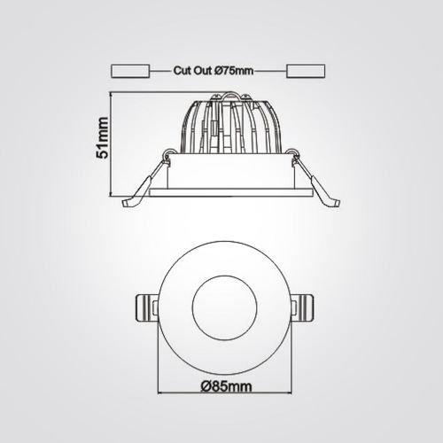 שקוע תקרה ליטא שחור CCT 7W IP54 