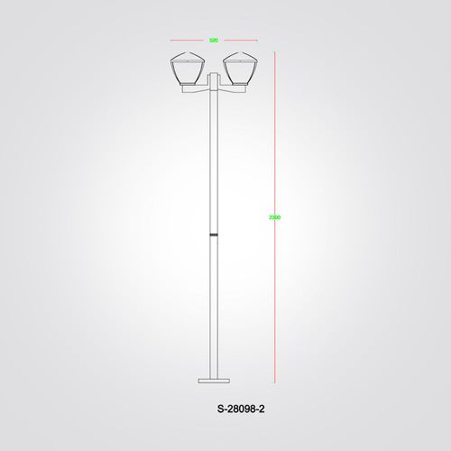 עמוד תאורה חוץ לגינה זוגי לוקס 200 CM 