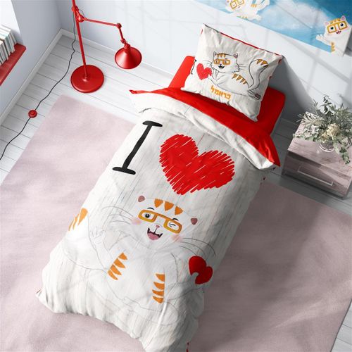 סט מצעים 3 חלקים למיטת יחיד 100% כותנה - כראמל LOVE