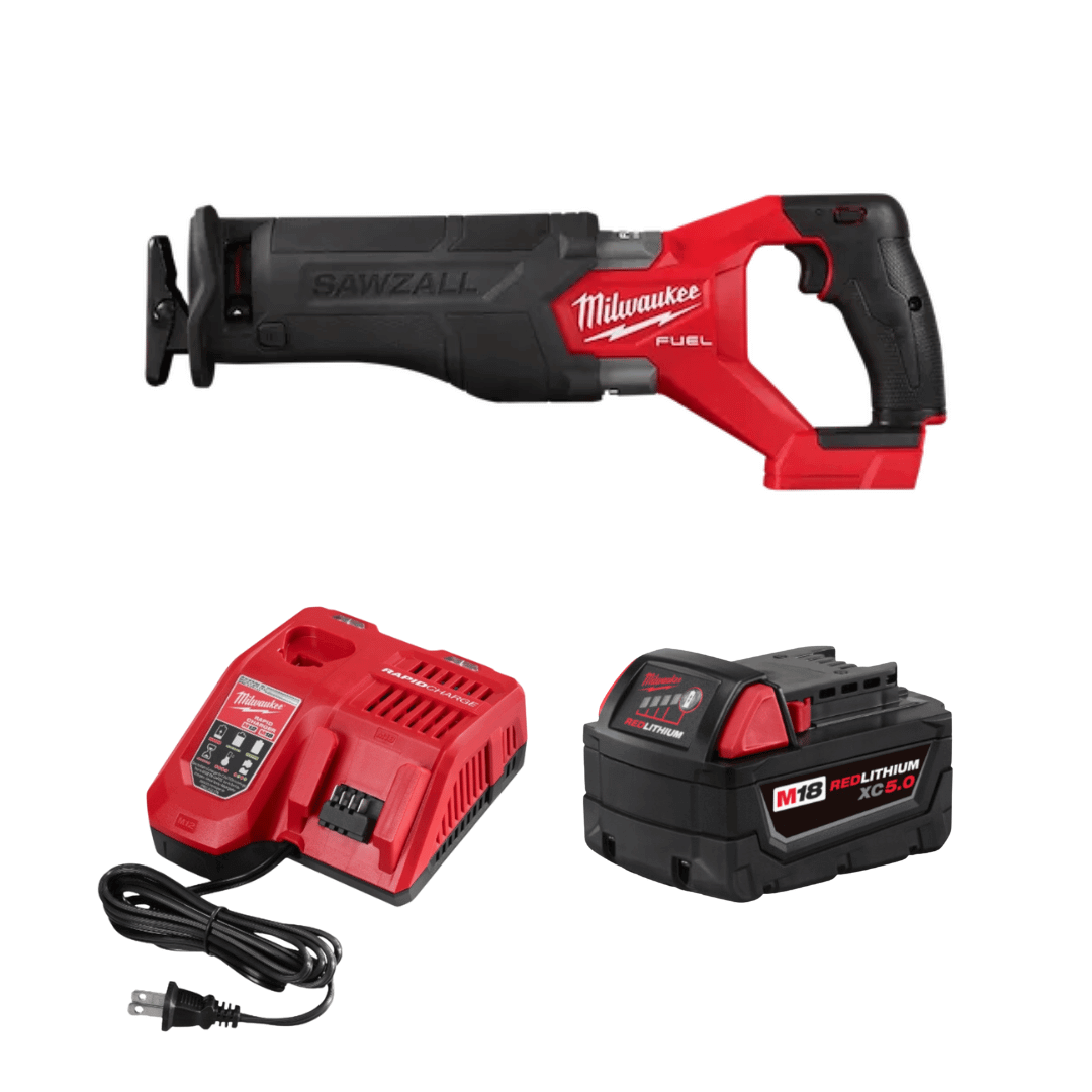 מסור חרב נטען בראשלס 18V פיול מילווקי 2821-21 / M18 FZS FUEL BRUSHLESS עם סוללה 5AH ומטען מהיר Milwaukee