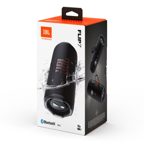 JBL Flip 7 שחור – צליל עוצמתי בכל מקום