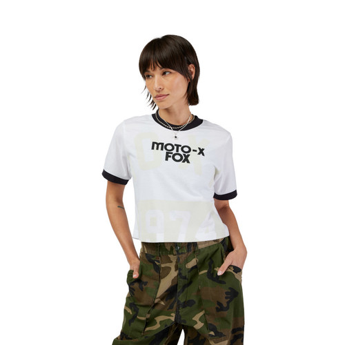 חולצה קצרה לנשים פוקס שחור - FOX W CIRCA 74 RINGER SS TEE V25 