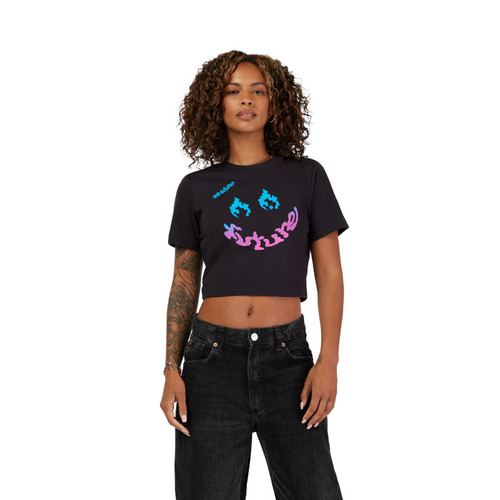 חולצה קצרה לנשים פוקס שחור - FOX W HELLO FOX SS BABY TEE V25 