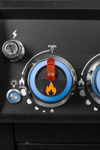 גריל גז RUBICON 3X GHOST בצבע שחור מט עם 3 מבערים, כירת צד אינפרא אדום, מערכות FPS ו-SGS מתקדמות וחלון זכוכית במכסה, מושלם למרפסות וחללים קטנים