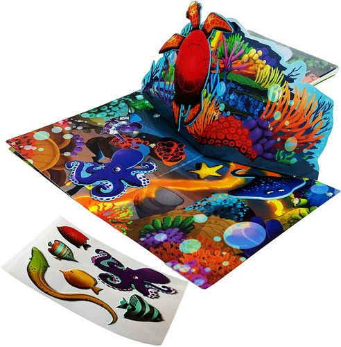 חוברת צביעה טוש מים, מדבקות ותלת מימד 3 ב 1 - טרופי