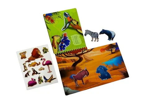 חוברת צביעה טוש מים, מדבקות ותלת מימד 3 ב 1 - טרופי