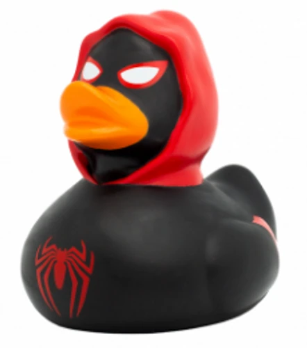 ברווז גומי מעוצב | ברווז אמבט - ספיידי שחור אדום