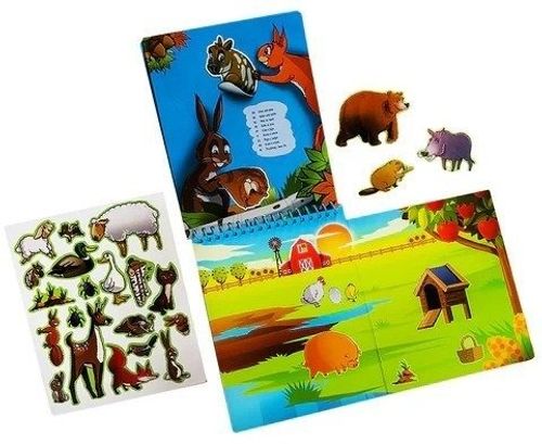 חוברת צביעה טוש מים, מדבקות ותלת מימד 3 ב 1 - בעלי חיים