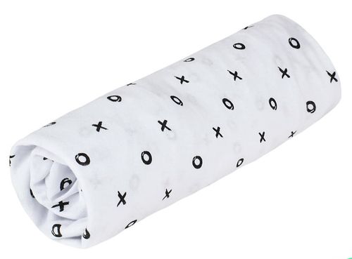 סדין מעוצב ללול תינוק / מיטת מטר 100% כותנה טריקו - תכלת וינטג' משובץ