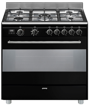 תנור משולב כיריים גז רוחב 90 ס"מ סמג SMEG דגם BG91 Black