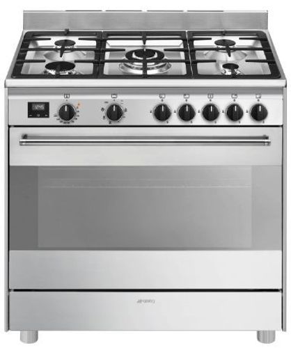 תנור משולב כיריים גז רוחב 90 ס"מ סמג SMEG דגם BG91 Inox  **מתצוגה**