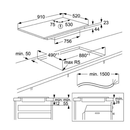 כיריים אינדוקציה 90 ס