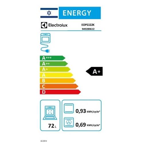 תנור בנוי פירוליטי 72 ליטר Electrolux EOP5322K EvenCooking זכוכית שחורה