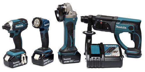 סט 4 כלים כלים 18V נטען עם 3 סוללות 5A ומטען MAKITA DLX4165TX1 מקיטה