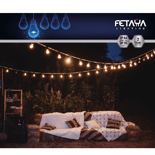 שרשרת תאורה גרילנדה 10 מטר 10 בתי נורה עם הברגה  FETAYA