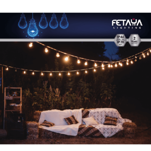 שרשרת תאורה גרילנדה 10 מטר 10 בתי נורה עם הברגה FETAYA