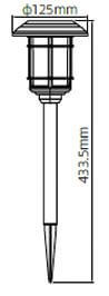 עמודי תאורת גינה סולארית גבוה לד LED צהוב דגם בוסטון 6 LUM עם נורת פחם