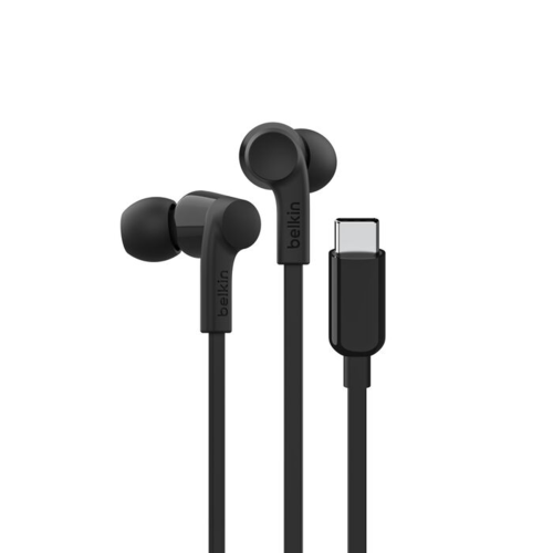 אוזניות חוטיות Belkin SoundForm Earbuds USB-C עם בקרת עוצמת שמע מתכווננת - שחור