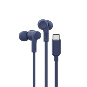אוזניות חוטיות Belkin SoundForm Earbuds USB-C עם בקרת עוצמת שמע מתכווננת - כחול