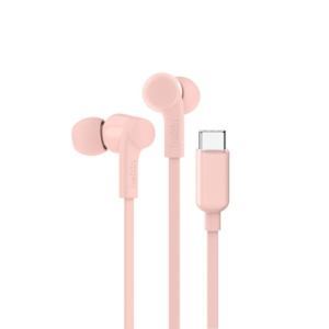 אוזניות חוטיות Belkin SoundForm Earbuds USB-C עם בקרת עוצמת שמע מתכווננת - ורוד