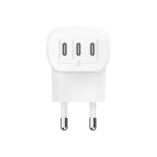 מטען קיר 3 יציאות Belkin BoostCharge USB-C PPS 67W לבן