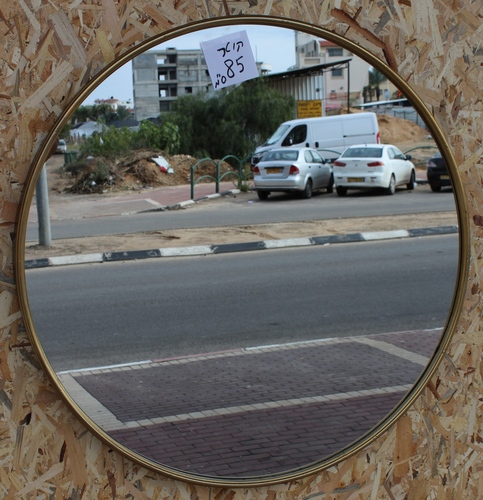 מראה עגולה  זהב עתיק 85 ס