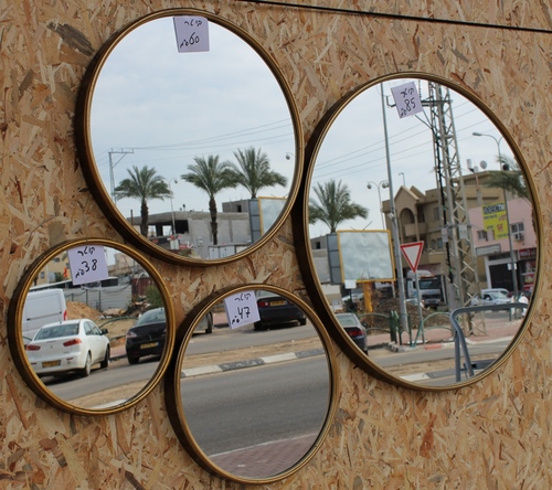 מראה עגולה  זהב עתיק 85 ס
