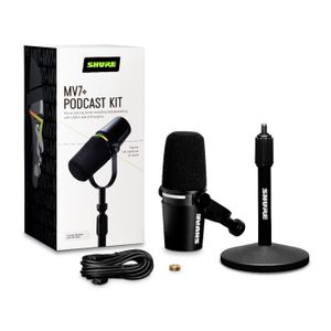 מיקרופון כולל סטנד שולחני Shure MV7+-K-BNDL