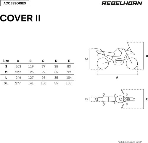 כיסוי לאופנוע רבל הורן שחור / כסוף - REBELHORN COVER